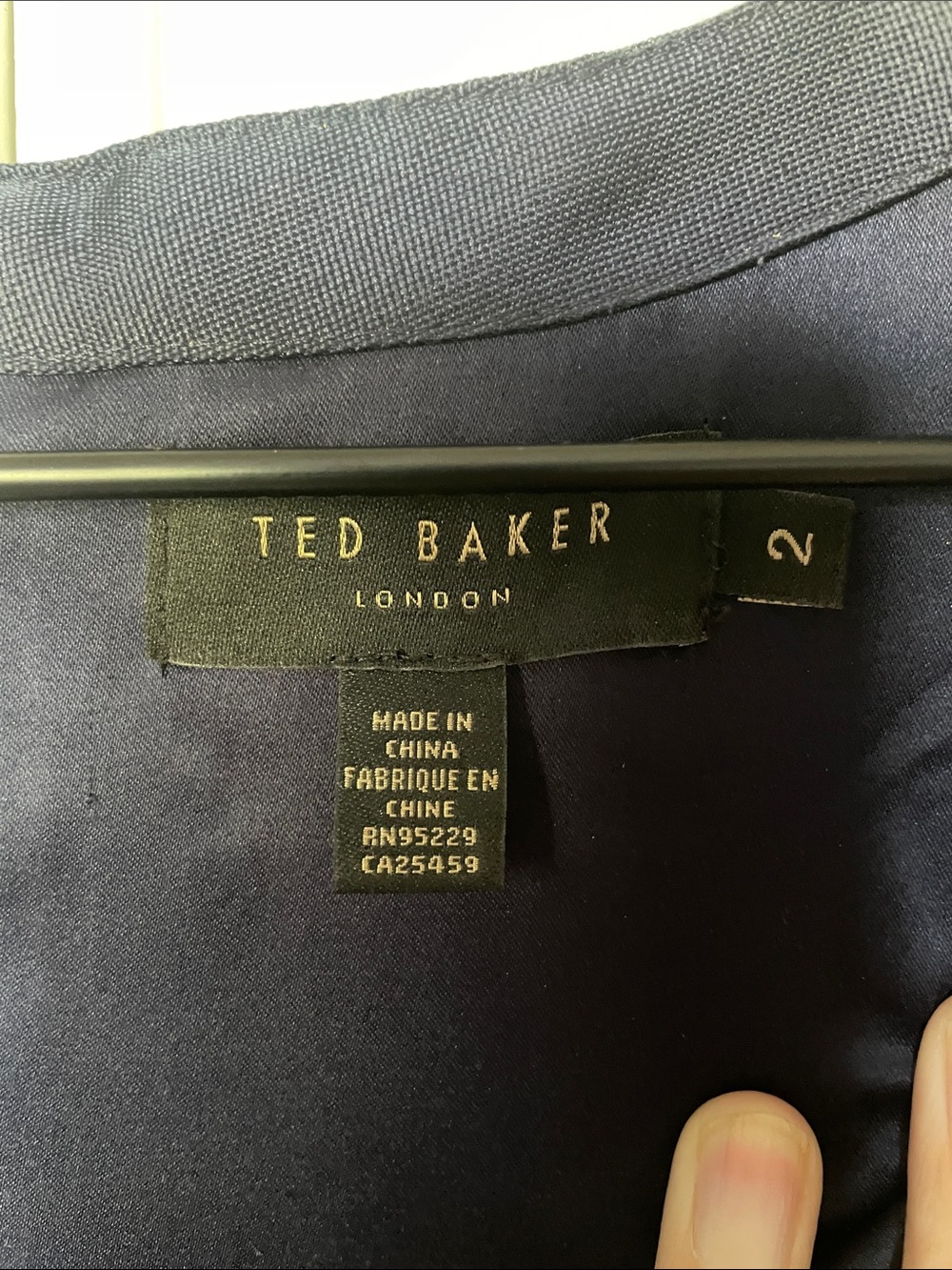 Ted Baker Navy Mini Dress with Gold Dragonfly Motif - Picture 2 of 5